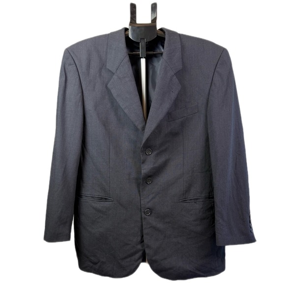 Louis Raphael Mens Charcoal Gray 100% Wool 3-Button Blazer Jacket.